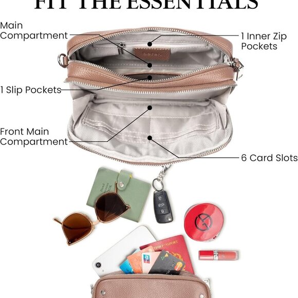 Genuine Leather Crossbody Bags for Women, Purses with Built in RFID Wallet Woman - Picture 3 of 7